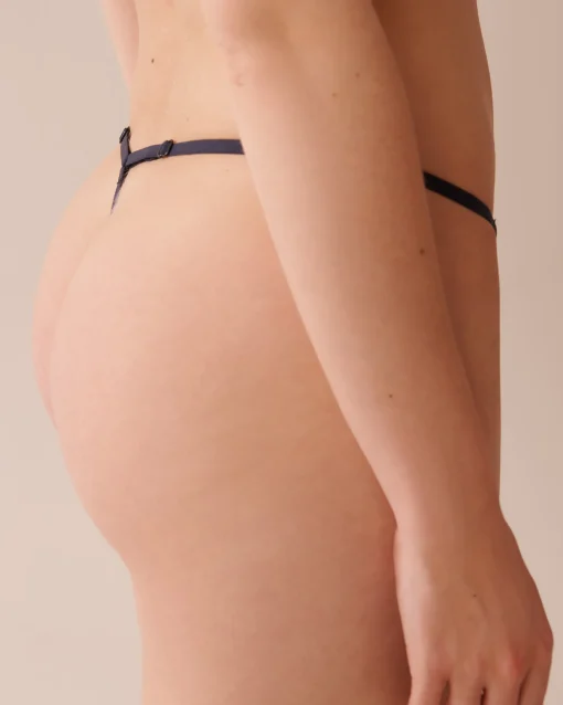 la Vie en Rose String>Adjustable Microfiber String Panty Black/Cherry