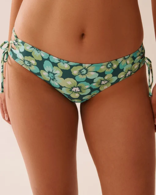 la Vie en Rose A Splashing Escape|Eco-conscious Swimwear>Recycled Fibers Cross-Tie Bikini Bottom Aqua Flora
