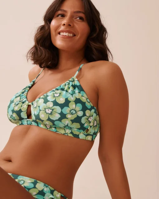 la Vie en Rose A Splashing Escape|Eco-conscious Swimwear>Recycled Fibers Bralette Bikini Top Aqua Flora