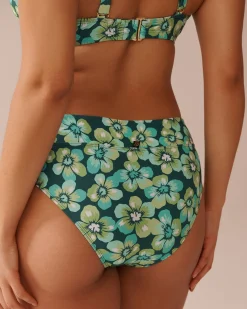 la Vie en Rose A Splashing Escape|Eco-conscious Swimwear></noscript>Recycled Fibers Mid Waist Brazilian Bikini Bottom Aqua Flora