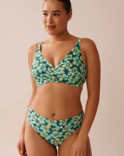 la Vie en Rose A Splashing Escape|Eco-conscious Swimwear></noscript>Recycled Fibers Mid Waist Brazilian Bikini Bottom Aqua Flora