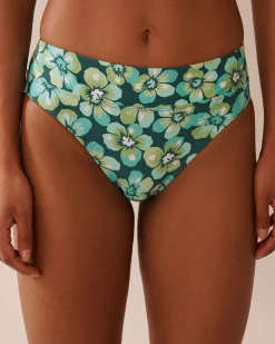 la Vie en Rose A Splashing Escape|Eco-conscious Swimwear></noscript>Recycled Fibers Mid Waist Brazilian Bikini Bottom Aqua Flora