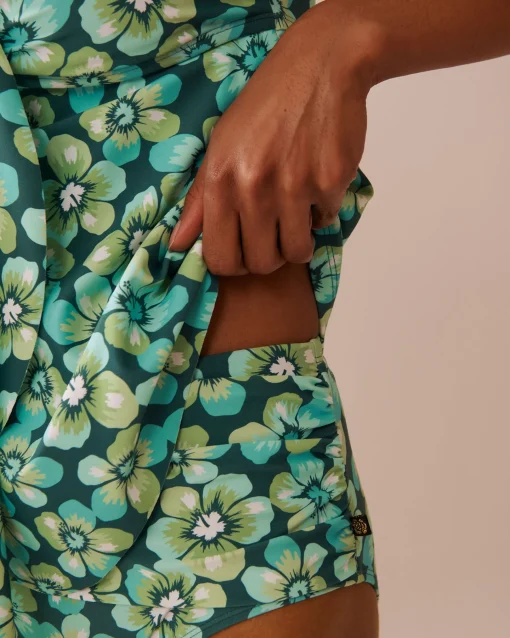 la Vie en Rose A Splashing Escape|Tankinis>Recycled Fibers Bandeau Tankini Top Aqua Flora