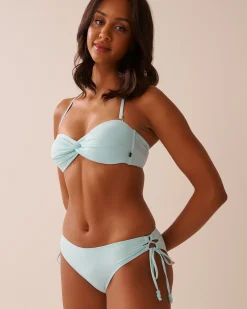 la Vie en Rose A Splashing Escape|Eco-conscious Swimwear></noscript>Recycled Fibers Twisted Bandeau Bikini Top Baby Blue