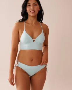 la Vie en Rose A Splashing Escape|Eco-conscious Swimwear>Recycled Fibers Longline Triangle Bikini Top Baby Blue