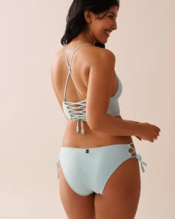 la Vie en Rose A Splashing Escape|Eco-conscious Swimwear>Recycled Fibers Longline Triangle Bikini Top Baby Blue