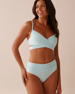 la Vie en Rose A Splashing Escape|Eco-conscious Swimwear>Recycled Fibers Crossed Push-up Bikini Top Baby Blue