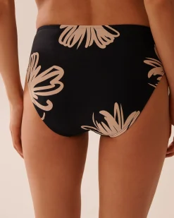 la Vie en Rose On Neutral Ground|Bottoms>Mid Waist Bikini Bottom Black Hibiscus