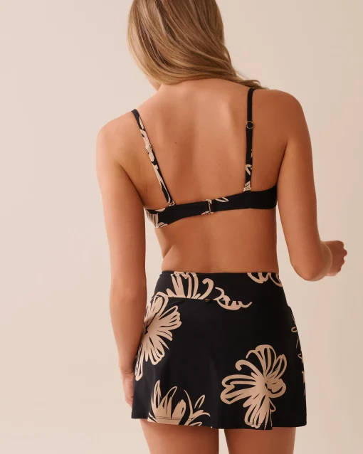 la Vie en Rose On Neutral Ground|Tops>Push-up Bikini Top Black Hibiscus