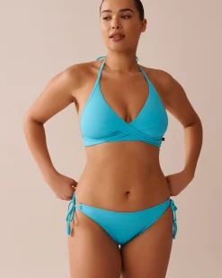 la Vie en Rose A Splashing Escape|Eco-conscious Swimwear></noscript>Recycled Fibers Side Tie Bikini Bottom Blue Atoll