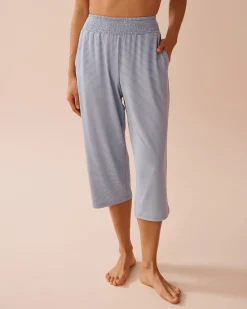 la Vie en Rose The Peachy Dream Collection|Bottoms>Blue Stripe Super Soft Pajama Capris Cloud Blue Stripes