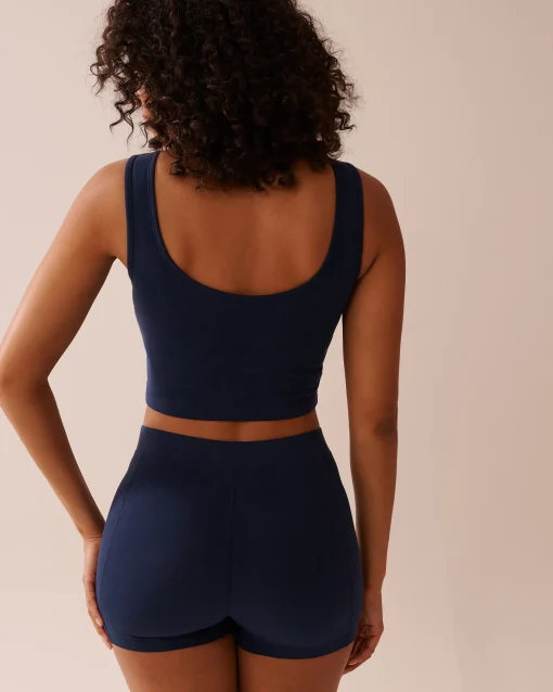 la Vie en Rose Cotton Pajamas|Tops>Button Detail Cotton Crop Cami Navy Blue
