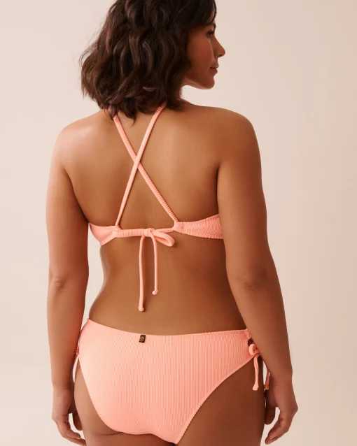 la Vie en Rose Texture Play|Summer Romance>Ribbed Bralette Bikini Top Coral Pink