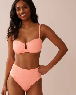 la Vie en Rose Texture Play|Summer Romance></noscript>Ribbed High Waist Bikini Bottom Coral Pink