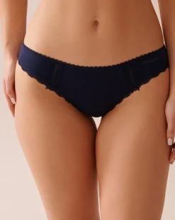 la Vie en Rose Cotton Panties|Bikini>Cotton and Lace Detail Bikini Panty Navy Blue