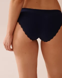 la Vie en Rose Cotton Panties|Bikini>Cotton and Lace Detail Bikini Panty Navy Blue