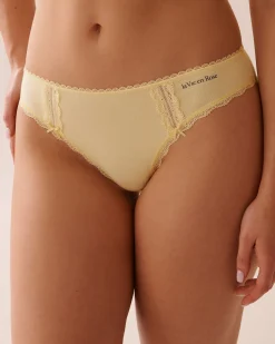 la Vie en Rose Cotton Panties|Bikini>Cotton and Lace Detail Bikini Panty Lemon Yellow