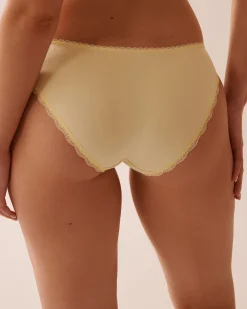 la Vie en Rose Cotton Panties|Bikini>Cotton and Lace Detail Bikini Panty Lemon Yellow