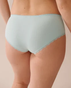 la Vie en Rose Cotton Panties|Hiphugger>Cotton and Lace Detail Hiphugger Panty Turquoise