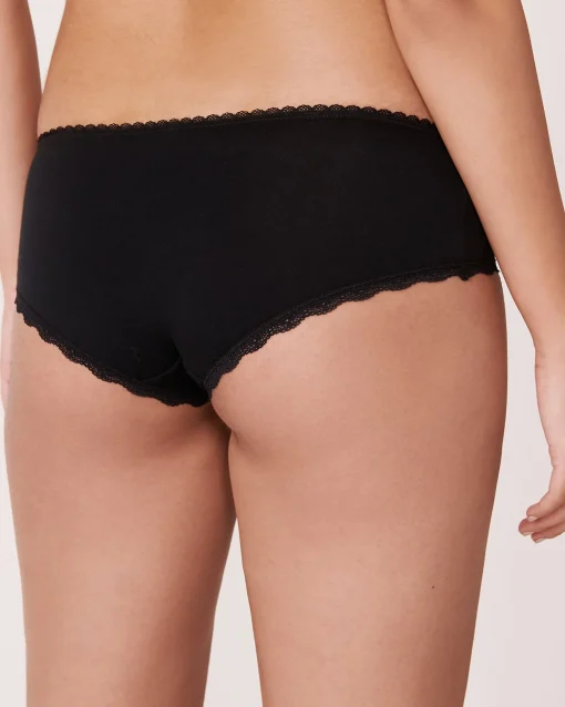 la Vie en Rose Cotton Panties|Hiphugger>Cotton and Lace Detail Hiphugger Panty Black