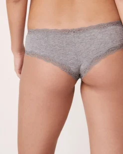 la Vie en Rose Cotton Panties|Cheeky>Cotton and Lace Trim Cheeky Panty Grey