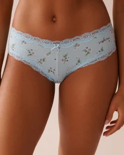 la Vie en Rose Cotton Panties|Cheeky>Cotton and Lace Trim Cheeky Panty Blue/Hydrangeas