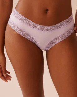 la Vie en Rose Cotton Panties|Cheeky>Cotton and Lace Trim Cheeky Panty Lavender