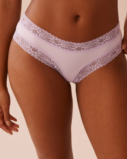 la Vie en Rose Cotton Panties|Cheeky>Cotton and Lace Trim Cheeky Panty Lavender
