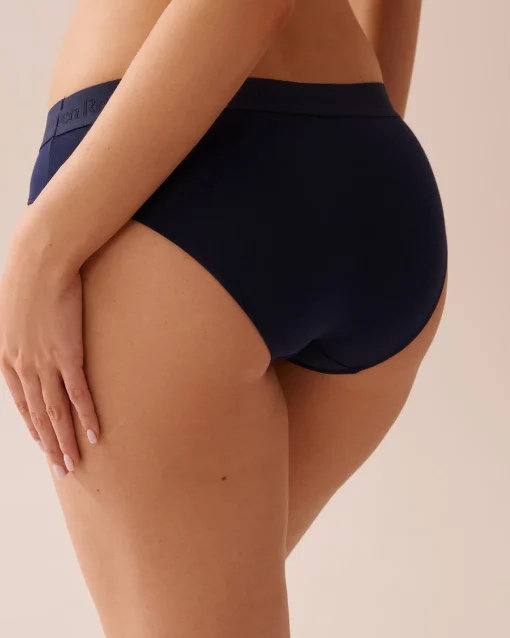 la Vie en Rose Cotton Panties|Bikini>Cotton and Logo Elastic Band Bikini Panty Navy Blue