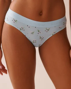la Vie en Rose Cotton Panties|Bikini>Cotton and Logo Elastic Band Bikini Panty Blue/Hydrangeas