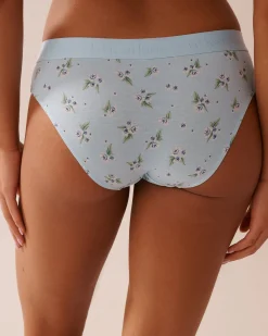 la Vie en Rose Cotton Panties|Bikini>Cotton and Logo Elastic Band Bikini Panty Blue/Hydrangeas
