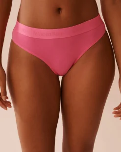 la Vie en Rose Cotton Panties|Thong>Cotton and Logo Elastic Band Thong Panty Pink Passion