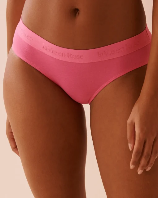 la Vie en Rose Cotton Panties|Bikini>Cotton and Logo Elastic Band Bikini Panty Pink Passion