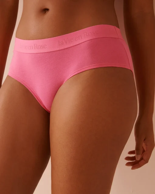 la Vie en Rose Cotton Panties|Hiphugger>Cotton and Logo Elastic Band Hiphugger Panty Pink Passion