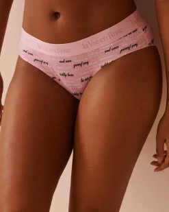 la Vie en Rose Cotton Panties|Bikini>Cotton and Logo Elastic Band Bikini Panty Blushing Pink