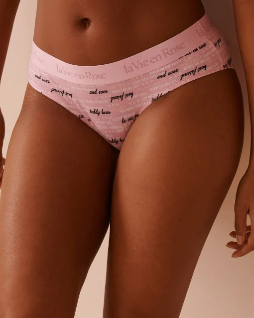 la Vie en Rose Cotton Panties|Bikini>Cotton and Logo Elastic Band Bikini Panty Blushing Pink