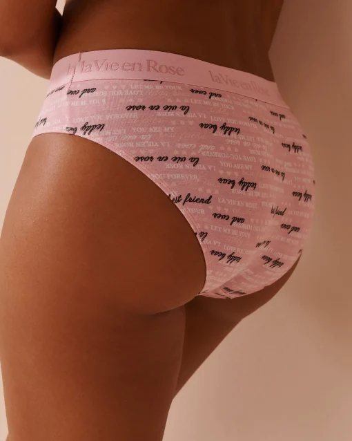 la Vie en Rose Cotton Panties|Bikini>Cotton and Logo Elastic Band Bikini Panty Blushing Pink