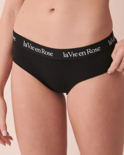 la Vie en Rose Hiphugger>Cotton and Logo Elastic Band Hiphugger Panty Black