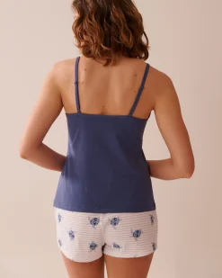 la Vie en Rose Cotton Pajamas|Tops>Cotton Cami Indigo Blue