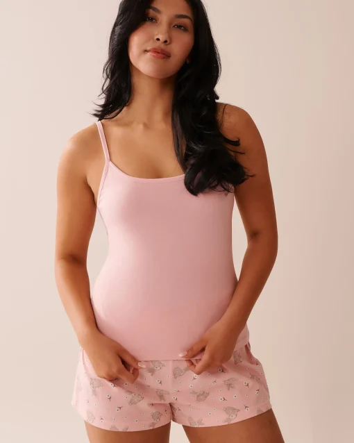 la Vie en Rose Cotton Pajamas|Tops>Cotton Cami Peony Pink