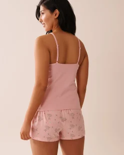 la Vie en Rose Cotton Pajamas|Tops>Cotton Cami Peony Pink