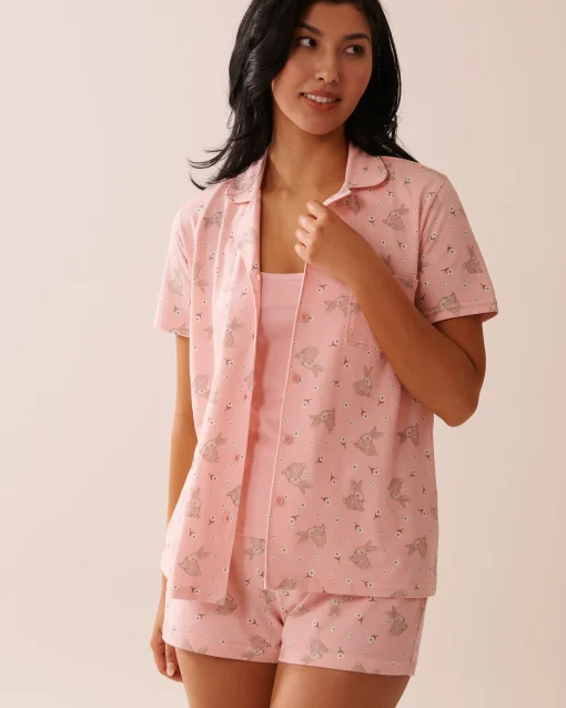 la Vie en Rose Cotton Pajamas|Tops>Cotton Cami Peony Pink