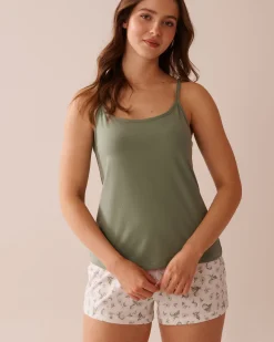 la Vie en Rose Cotton Pajamas|Tops>Cotton Cami Forest Green