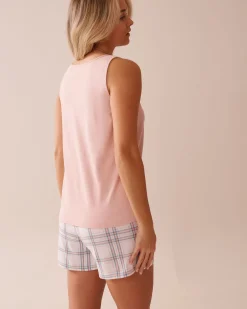 la Vie en Rose Cotton Pajamas|Tops>Cotton Henley Cami Peony Pink