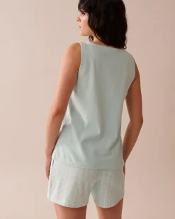 la Vie en Rose Cotton Pajamas|Tops>Cotton Henley Cami Turquoise