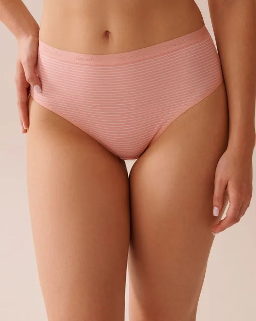 la Vie en Rose Cotton Panties|High Waist>Cotton High Waist Bikini Panty Peachy Stripes