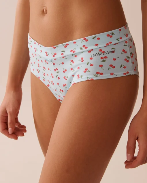 la Vie en Rose Cotton Panties|Hiphugger>Cotton Hiphugger Panty Pale Blue/Cherry