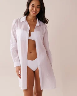 la Vie en Rose Always So Chic|Beachwear>Cotton Long Shirt White