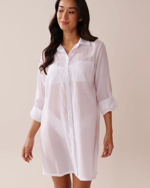 la Vie en Rose Always So Chic|Beachwear>Cotton Long Shirt White