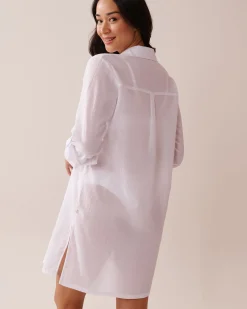 la Vie en Rose Always So Chic|Beachwear></noscript>Cotton Long Shirt White